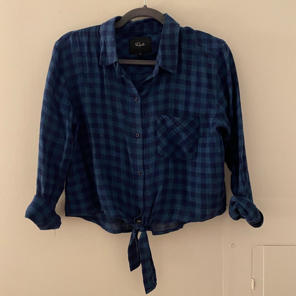 Blue Checked Rails Button Up No Flaws S - image 1